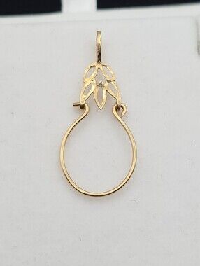 Vintage Fine Jewelry 14k Gold Diamond Cut Charm Holder Pendant